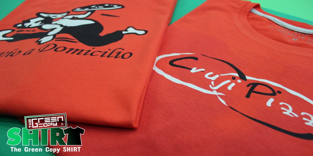 serigrafía de camisetas para hostelería bares pubs restaurantes cruji pizza a domicilio impresión imprimir Villanueva de la Cañada MADRID