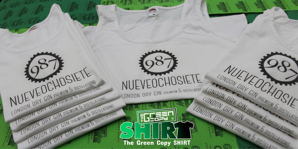serigrafía de camisetas para hostelería bares pubs restaurantes 987 gin london dry impresión imprimir Villanueva de la Cañada MADRID